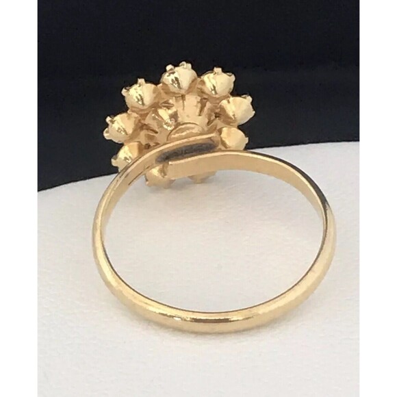 Vintage Ring Gold Tone Prong Set Rhinestone Crystals Flower Design 4X - Picture 3 of 3